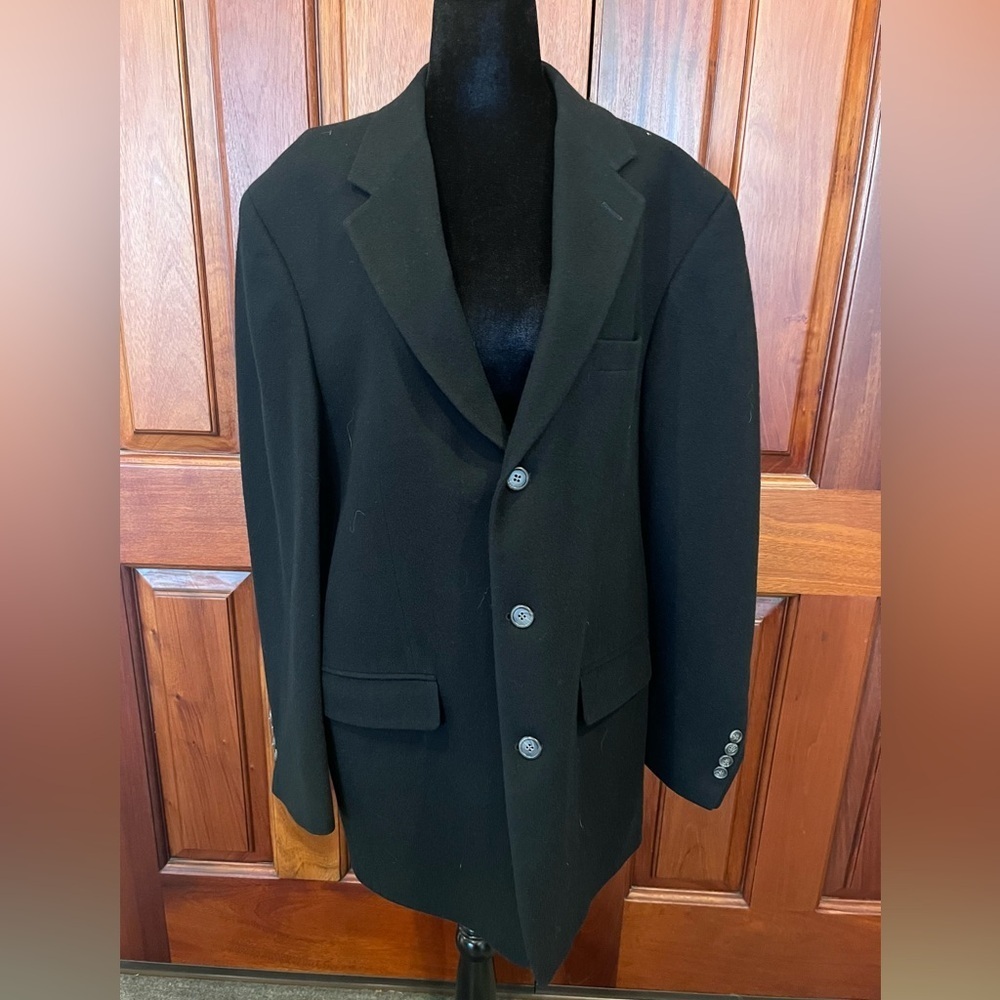 Bill Blass Mens Black 100% Camel Hair Blazer Jacket Size 41 L Vintage